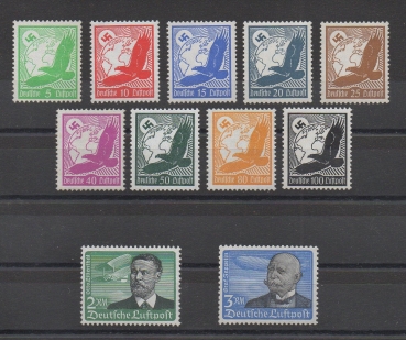 Michel Nr. 529 - 539, Flugpostmarken postfrisch, geprüft BPP.